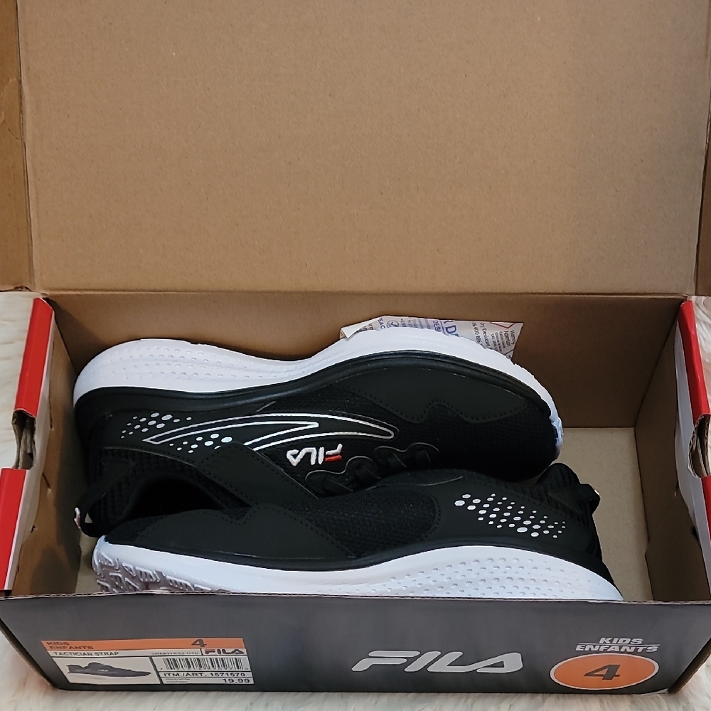 Fila, Kid's, Black and White Sneakers